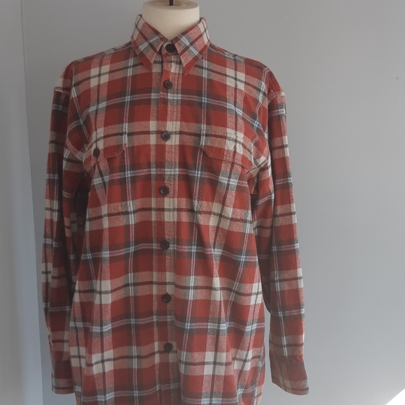 Midtown Plaid Shirt Button Down Short Sleeve Red White Mens Size L - Picture 7 of 13